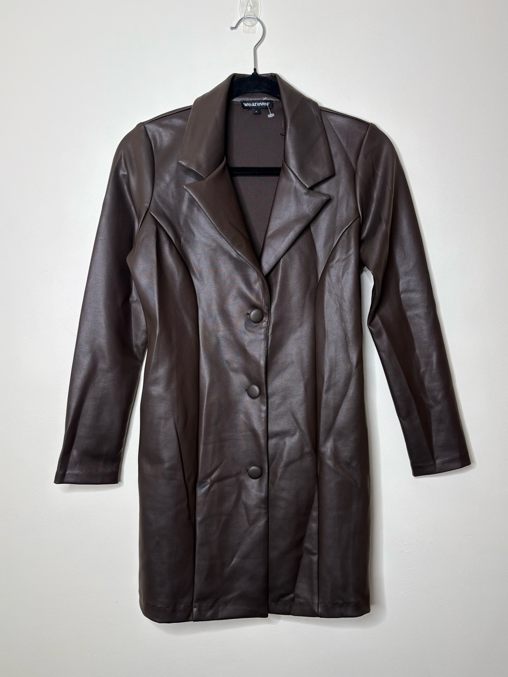 Wearever Y2K Faux Leather Trench Jacket